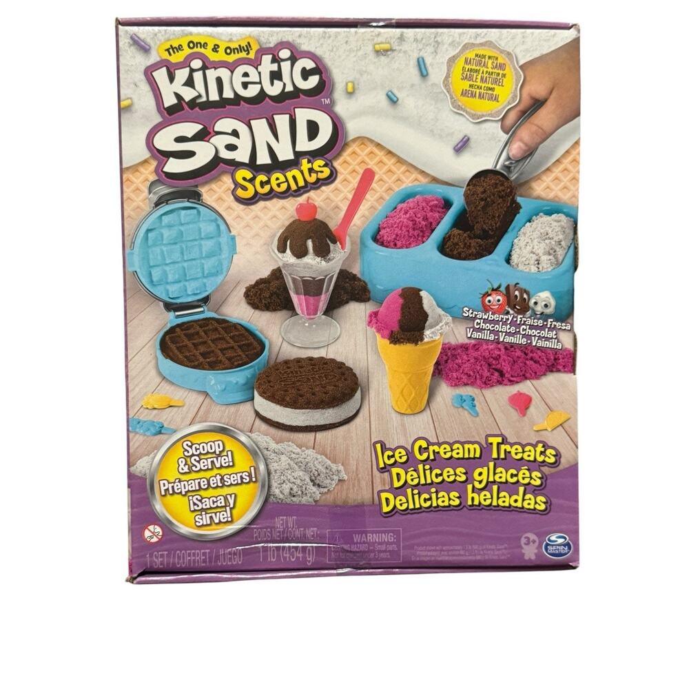 Kinetic Sand Scents, Ice Cream Treats Playset with 3 Colors Scented Play Sand